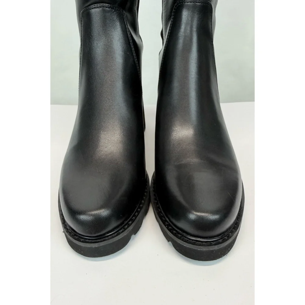 New Stuart Weitzman Alina Over The Knee Boot Black Leather Sz 5